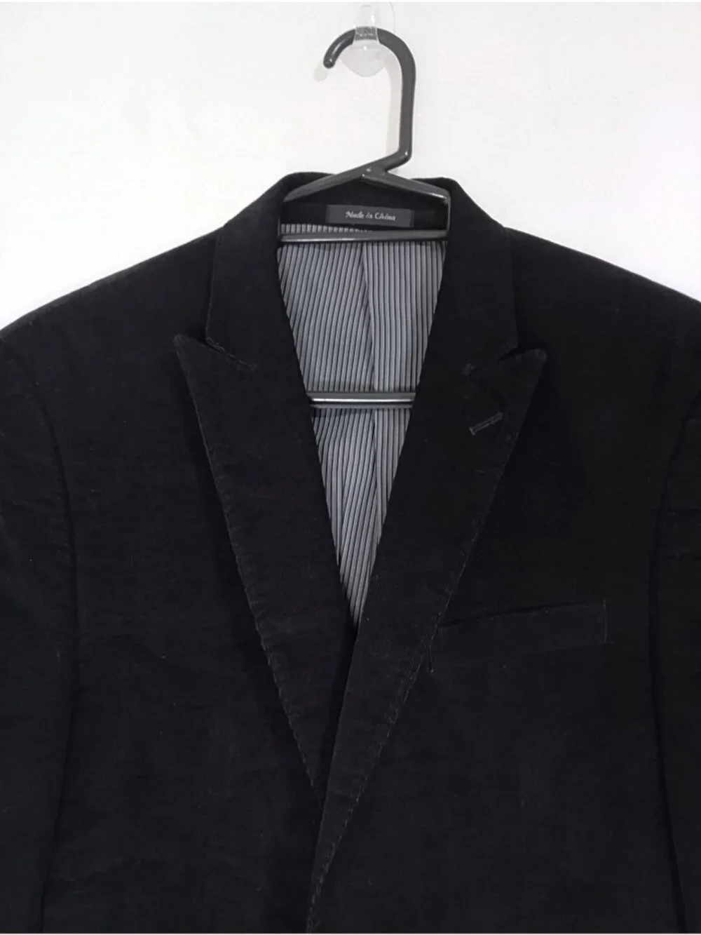 Calvin Klein Black Corduroy Blazer 36R Notch Lapel Fully Lined 100% Cotton Mens